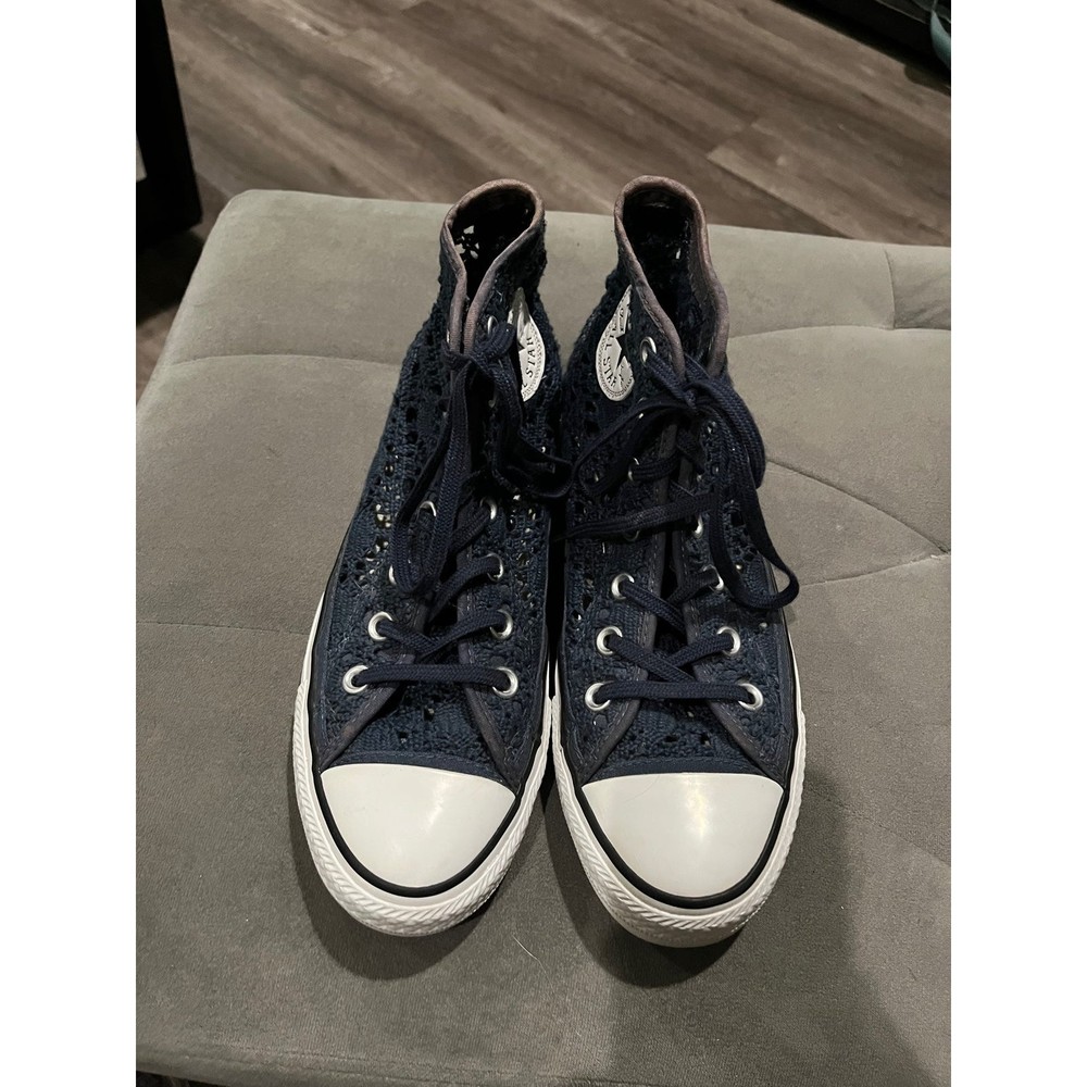 Converse Chuck Taylor All Star Navy Blue Crochet Lace High Top Sneakers